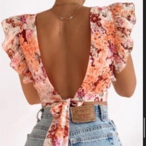 Showpo Let's Mingle Top In atomic tangerine floral